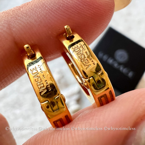 Pre-owned Versace Gold-Finish Metal Hoop Earrings