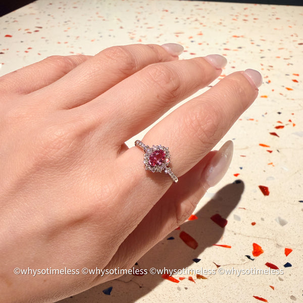 Natural Padparadscha Diamond PT900 Ring - Lotus