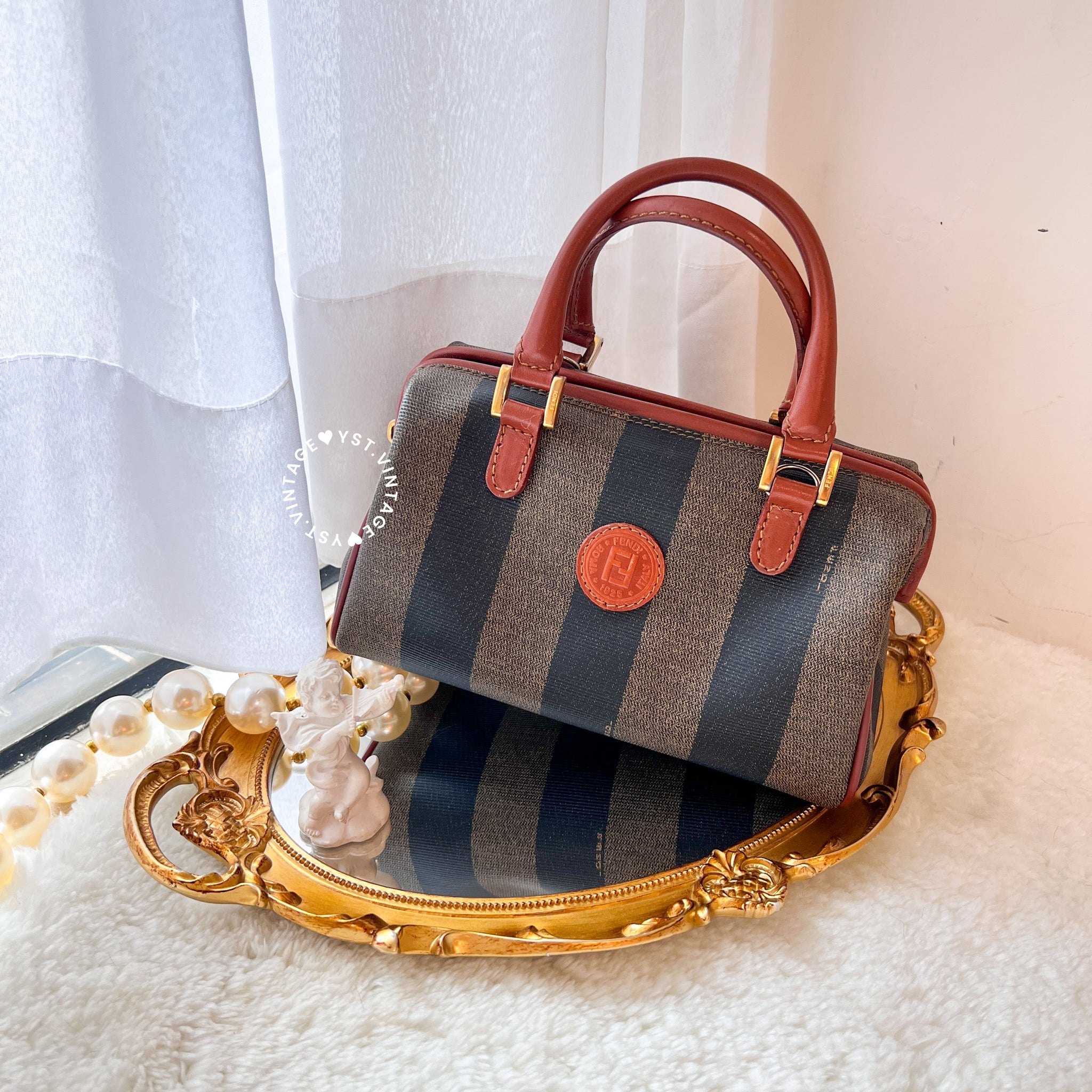 Vintage Fendi Pequin Stripe Mini Boston