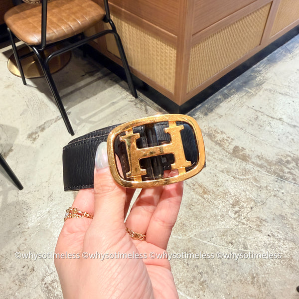 Vintage HERMÈS 1978’s Brevete H Belt Buckle & Reversible Leather Strap - GHW