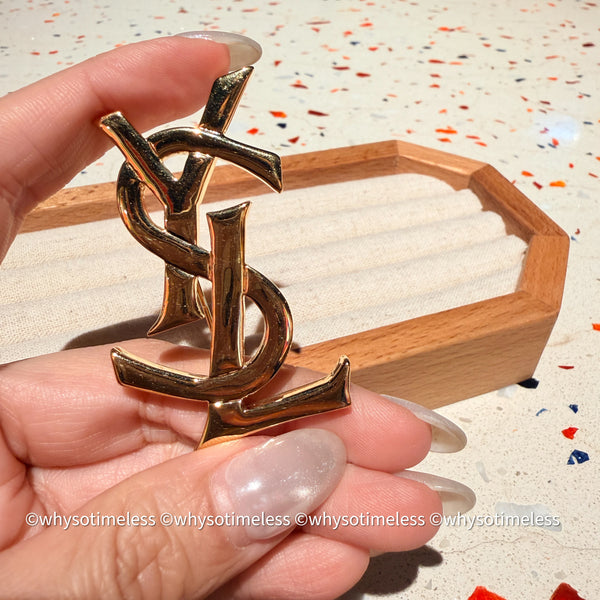 Vintage YSL Gold-Finish Metal Brooch