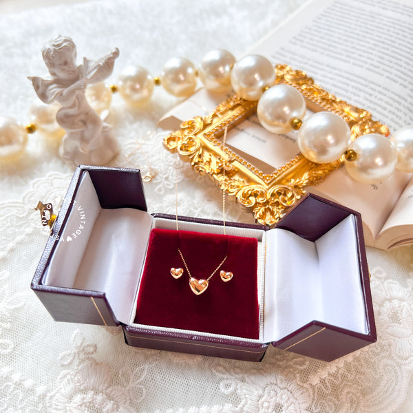 / pre-order / Japanese 18KYG Cupido Earrings & Necklace Set with Mini Cert