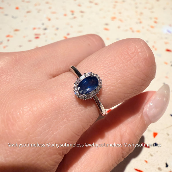 Natural Sapphire Zircon Silver Ring - Eugene