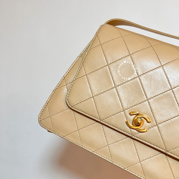 Vintage Chanel Trapezoid Kelly Bag - Light Beige