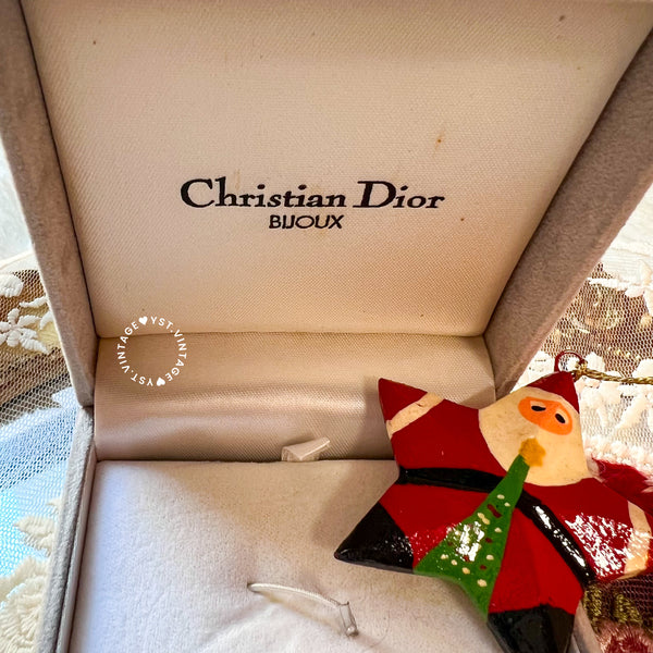 Vintage Dior Gold-Finish Metal Hollow CD Scarf Ring with Original Box