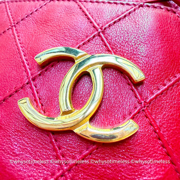 Vintage Chanel Mini Bucket Bag - Red