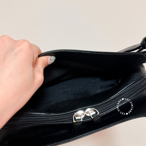 Vintage Loewe Croissant Shoulder Bag - Black