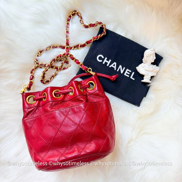 Vintage Chanel Mini Bucket Bag - Red