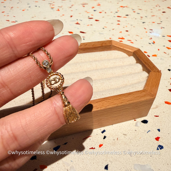 Vintag Dior CD Twist Ring Rhinestone Tassel Necklace