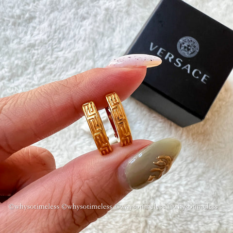 Pre-owned Versace Gold-Finish Metal Hoop Earrings