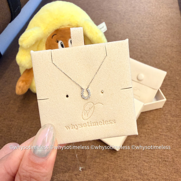 0.10ct Natural Diamond Horseshoe Shape PT Necklace