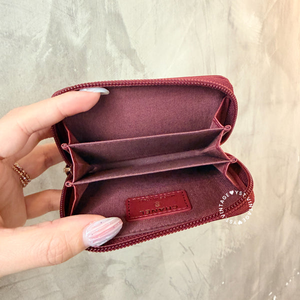 Pre-owned Chanel Coco Mark Card Holder / Coins Case - Burgundy