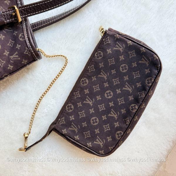 Vintage LV Monogram Denim Bucket Bag - Chocolate Brown