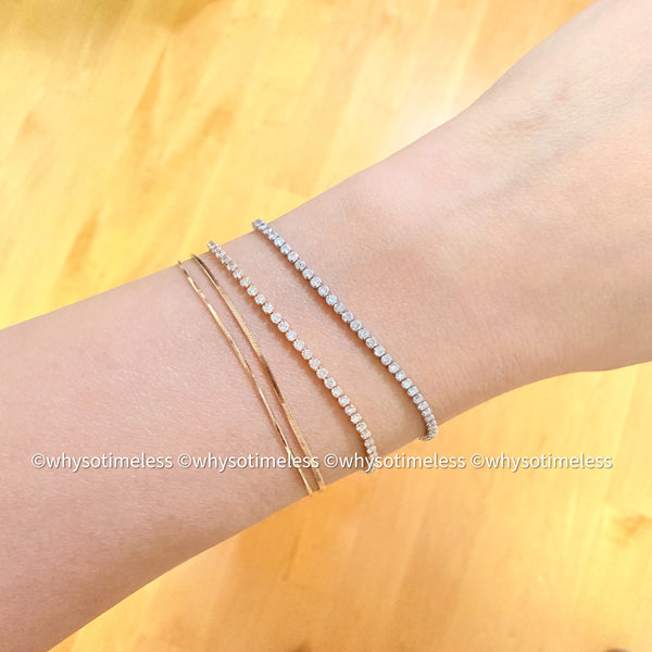 【Pre-order】1.0ct Natural Diamond Tennis Bracelet - 18KYG/ PT