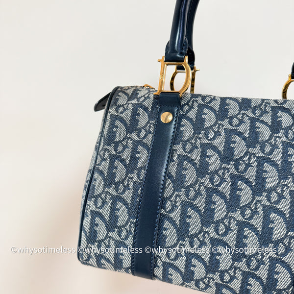 Vintage Dior Trotter 25cm Boston Bag - Navy 002