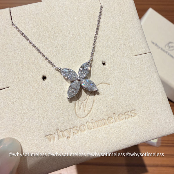 1.21ct Lab Grown Diamond 10K Marquise Brilliant Cut Clover Necklace