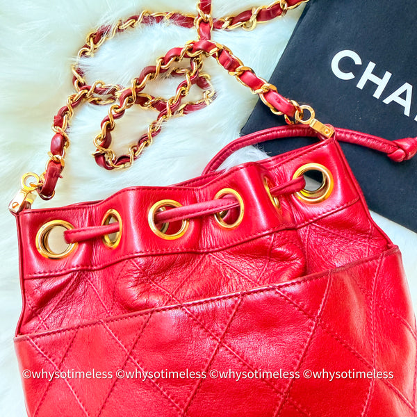 Vintage Chanel Mini Bucket Bag - Red