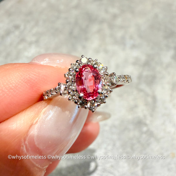 Natural Padparadscha Diamond PT900 Ring - Lotus