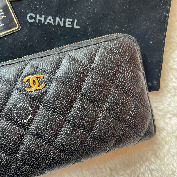 Pre-owned Chanel 2014's Caviar Long Wallet - Black