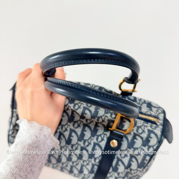 Vintage Dior Trotter 25cm Boston Bag - Navy 002