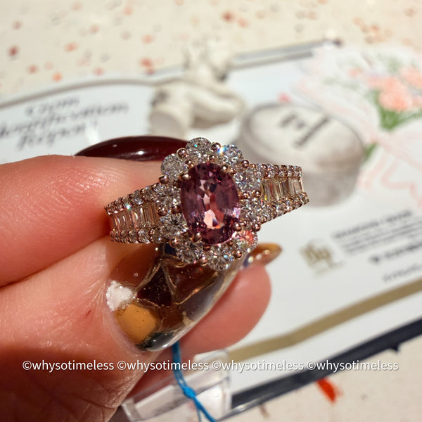 Natural Padparadscha Diamond 18KRG Ring