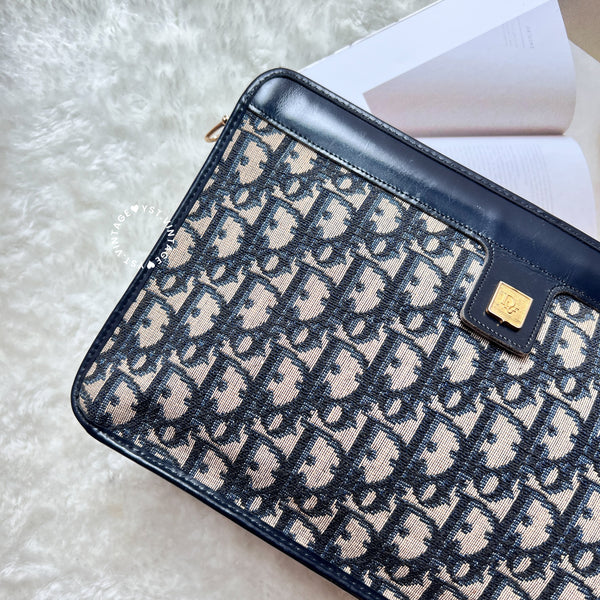 Vintage Dior Oblique Clutch - Navy