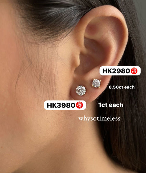 【Pre-order】Brillante Lab Grown Diamond 18KWG Earrings (2.0ct/ 1.0ct)