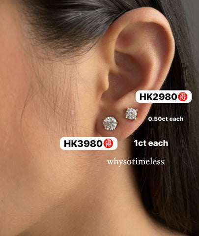 【Pre-order】Brillante Lab Grown Diamond 18KWG Earrings (2.0ct/ 1.0ct)