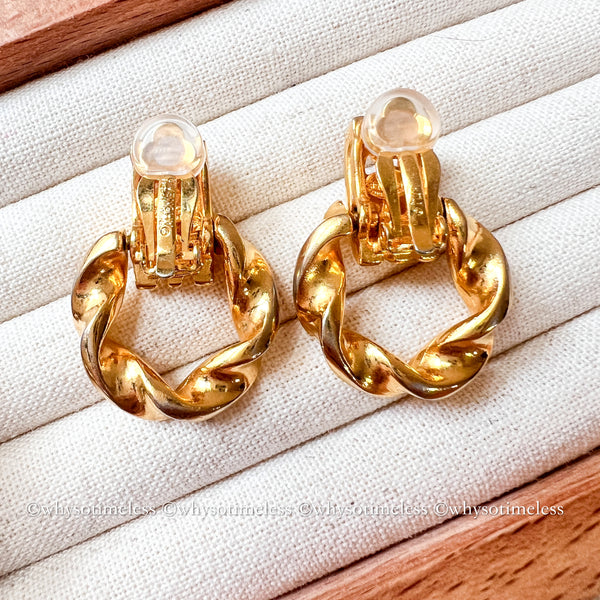 Vintage Givenchy Twist 24KGP Ear Clips