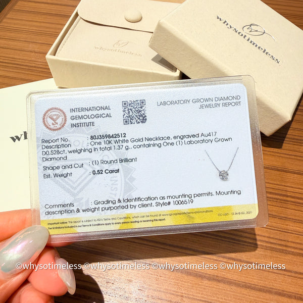 0.50ct Lab Grown Diamond 10K Round Brilliant Cut Necklace