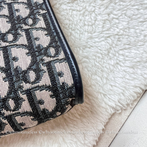 Vintage Dior Oblique Shoulder Bag - Navy