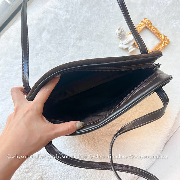 Vintage Loewe Suede Shoulder Bag - Brown