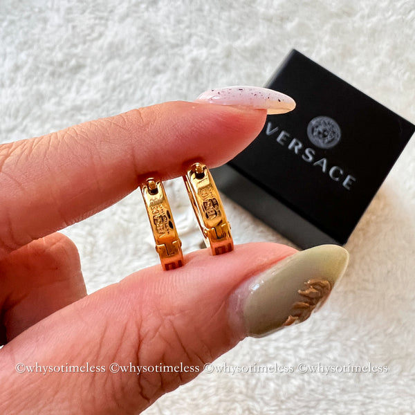 Pre-owned Versace Gold-Finish Metal Hoop Earrings