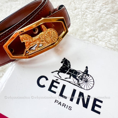 Vintage CELINE Sulky Belt - Brown*Gold With Original Box