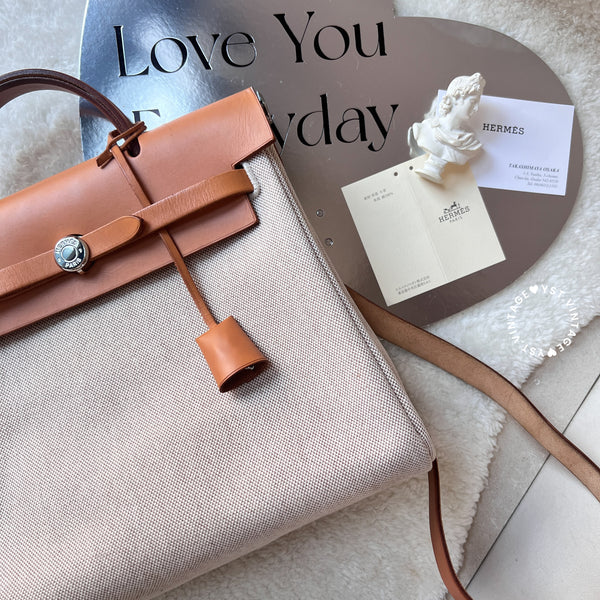 Vintage Hermès 2003 Herbag Ado Backpack PM - Beige