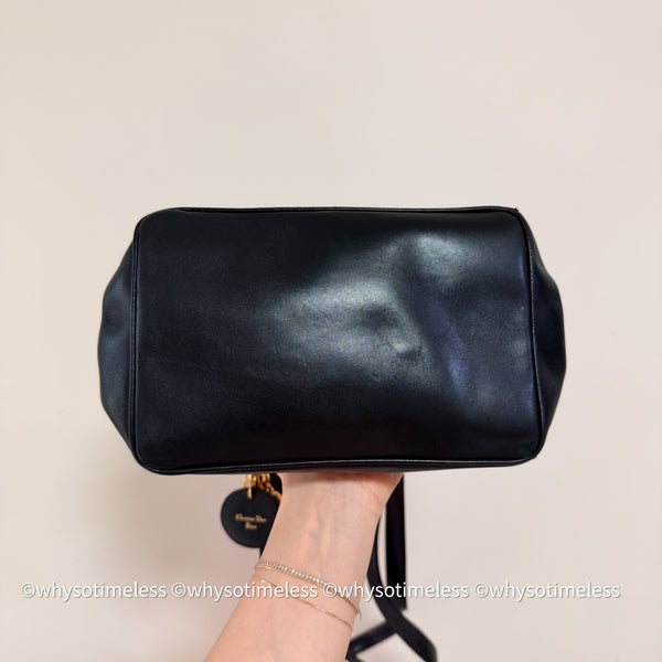 Vintage Lady Dior Shoulder Bag in Calf Leather - Black