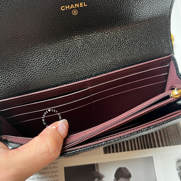 Pre-owned Chanel Caviar Long Wallet