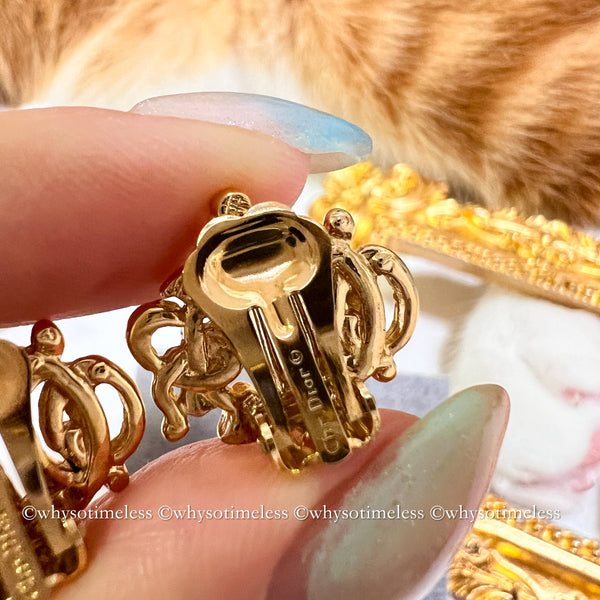 Vintage Dior Gold-Finish Metal Pumpkin Car Ear Clips