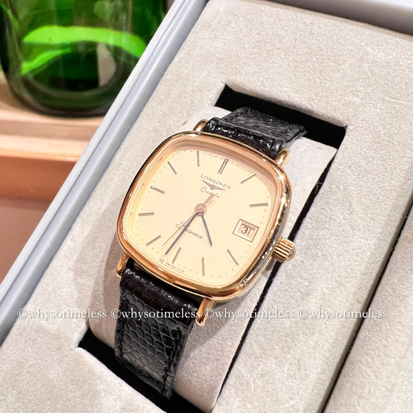 Vintage Longines Présence Cushion Shaped Quartz Watch With Original Box