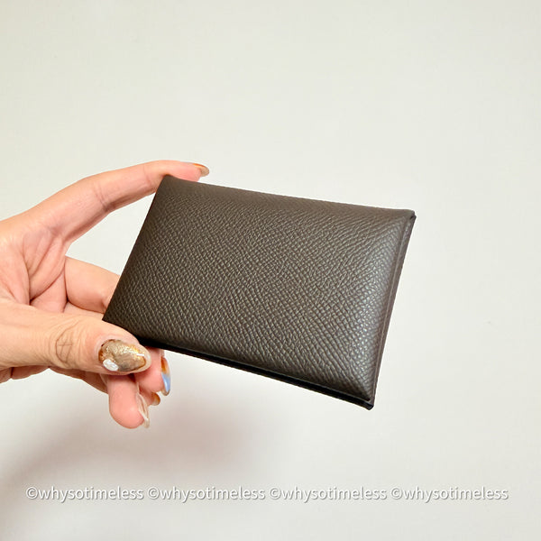Pre-owned 2023's Hermès Calvi Card Holder - Ébène