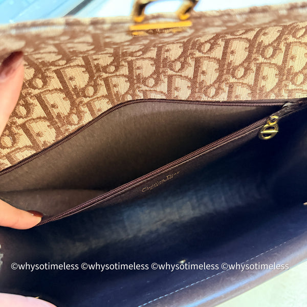 Vintage Dior Oblique 2-way Bag - Brown