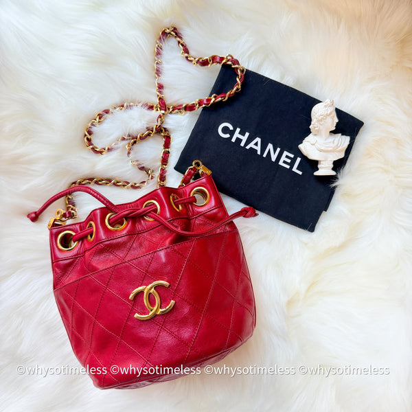 Vintage Chanel Mini Bucket Bag - Red