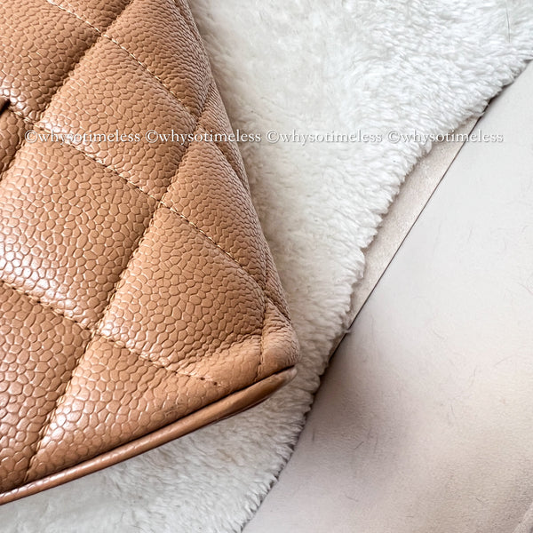 【May 1 Auction】 Vintage Chanel Caviar Medallion Hilton Tote - Dark Beige