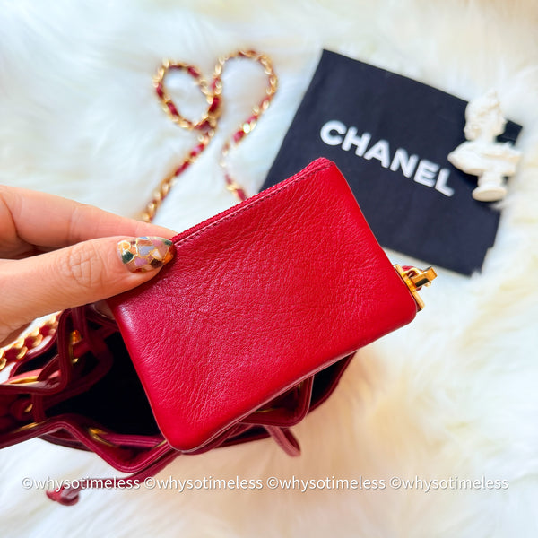 Vintage Chanel Mini Bucket Bag - Red