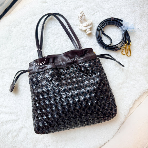 Vintage Bally Intrecciato Handbag - Chocolate Brown