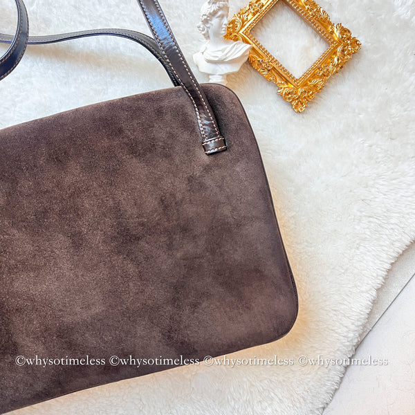 Vintage Loewe Suede Shoulder Bag - Brown