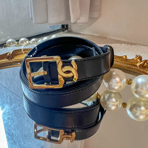 /pre-order/ Vintage Chanel Leather Belt - Black*Gold