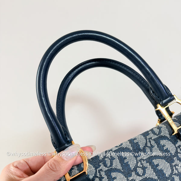 Vintage Dior Trotter 25cm Boston Bag - Navy 002