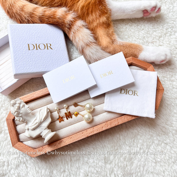 Pre-owned Dior Pearl Tribales Letter M & Star Gold-Finish Metal Earrings