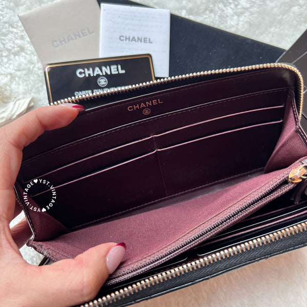 Pre-owned Chanel 2014's Caviar Long Wallet - Black